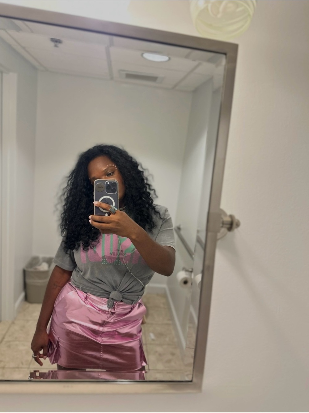 Fashion Nova Pink Satin Mini Skirt